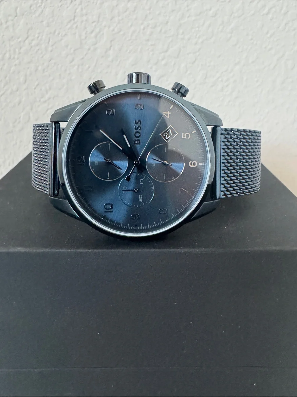 Boss Hugo Boss Skymaster Blue Mesh Steel Bracelet Chronograph Watch 44mm